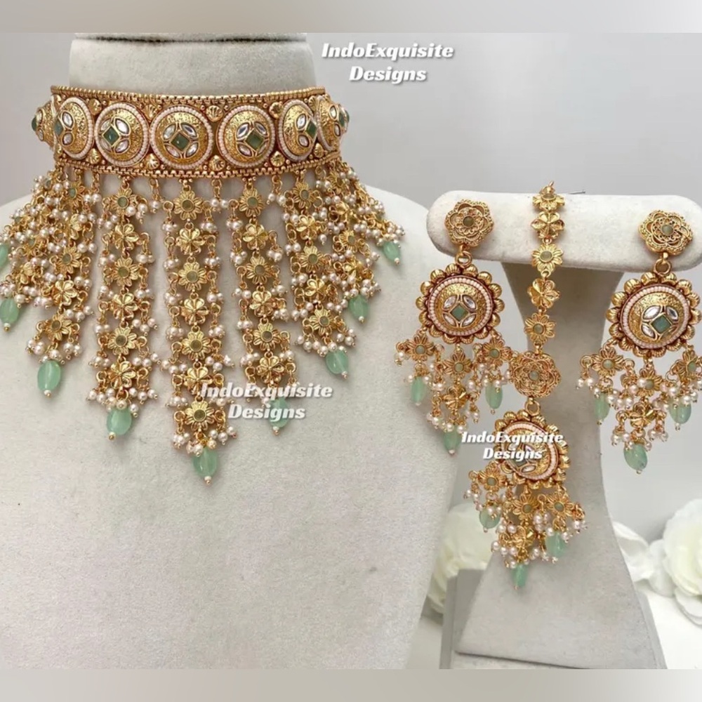 Gold and Green Indian Jewelry Set